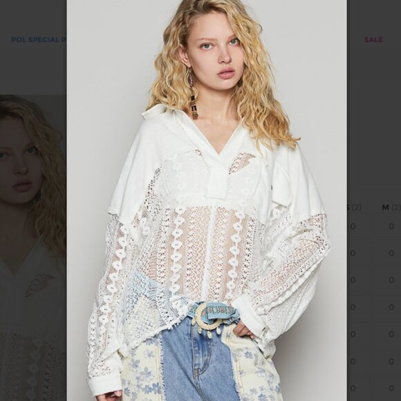 POL Tops - T804 POL Long Sleeve Open Lace Off White Pullover Blouse